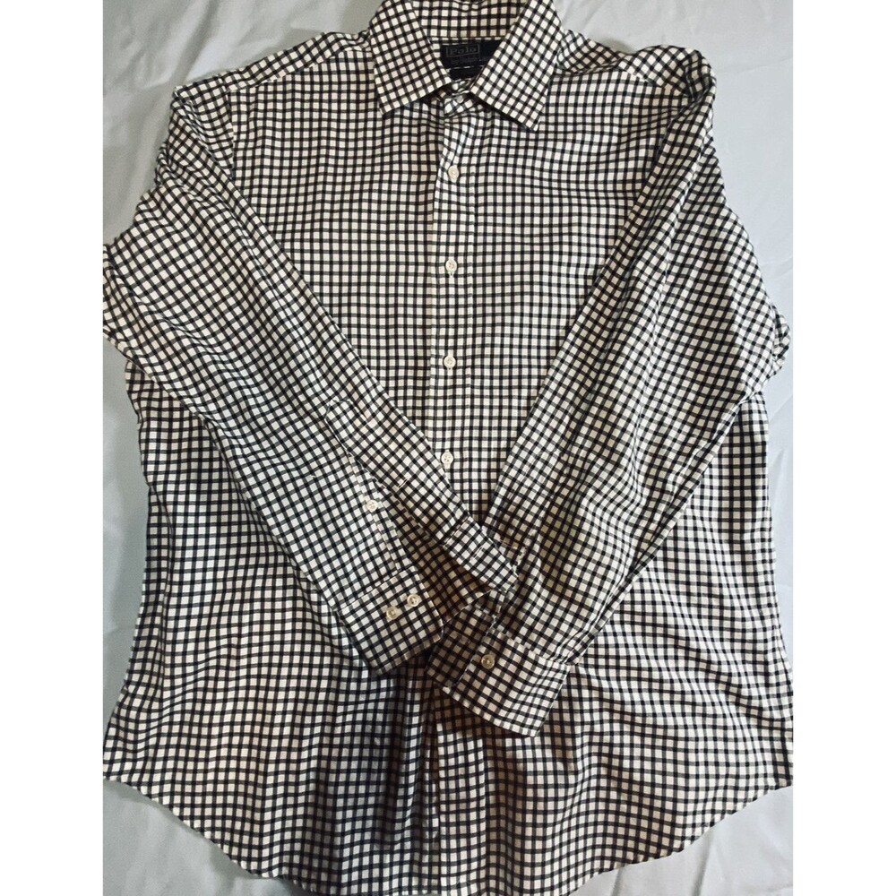 Polo Ralph Lauren Mens Curham Black White Check Long Sleeve Dress Shirt 16 32/33